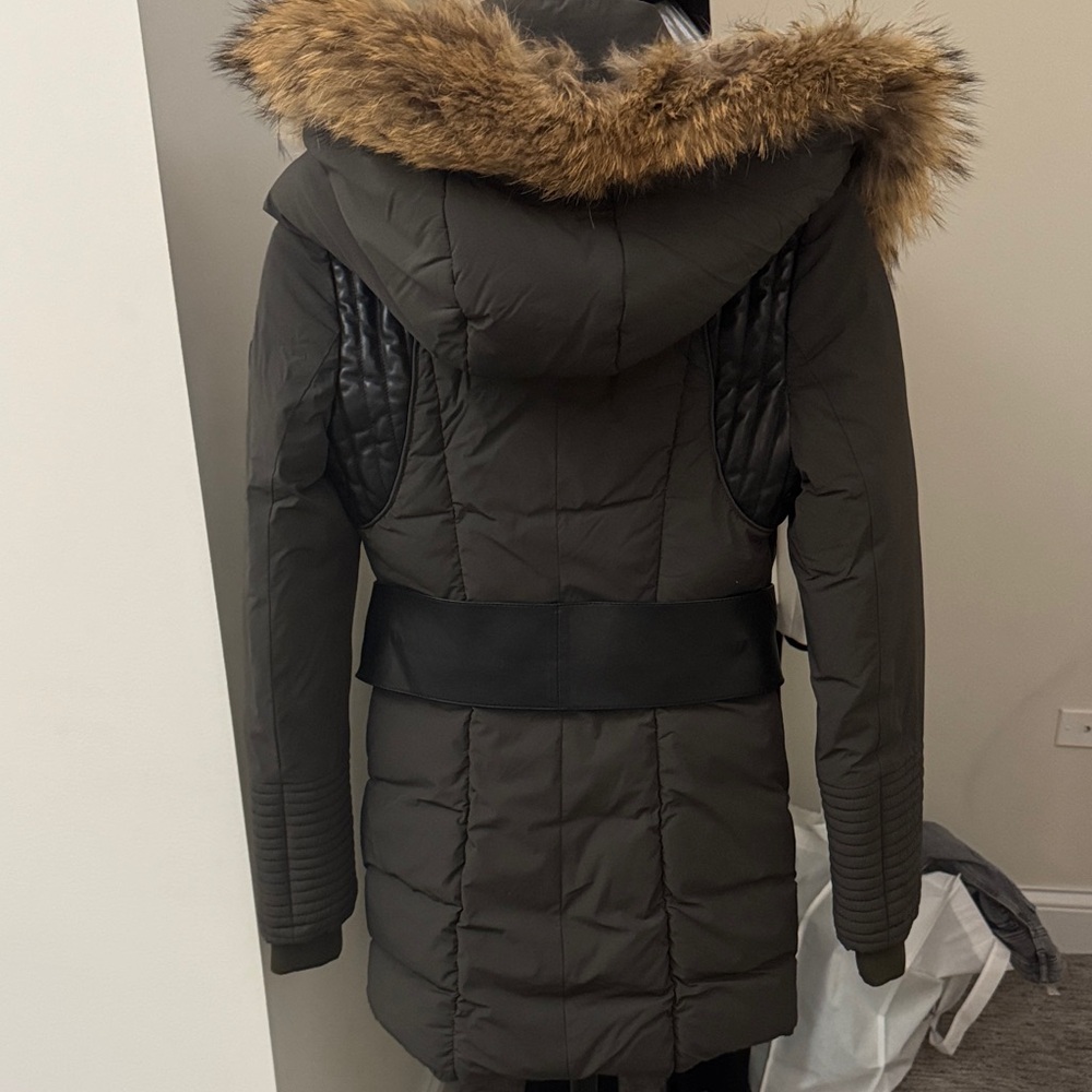 Women's Rudsak Fur-Trimmed Dark Green Winter Coat - Picture 2 of 4